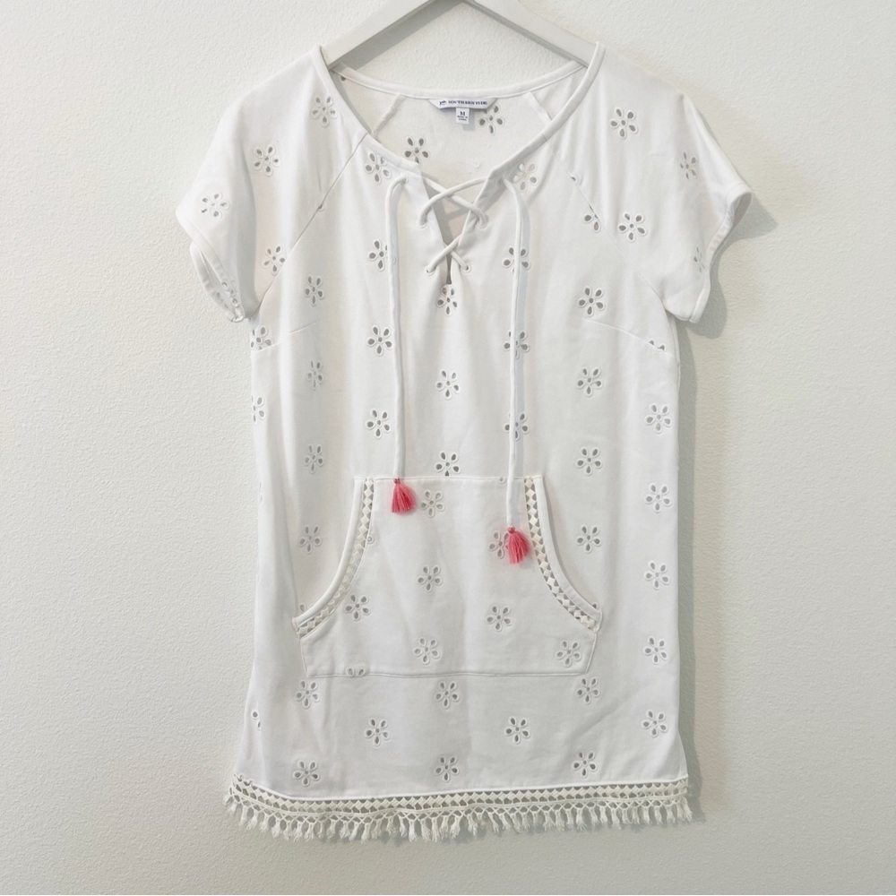 Southern Tide White Cover Up Dress Tie Fringe Size Medium M